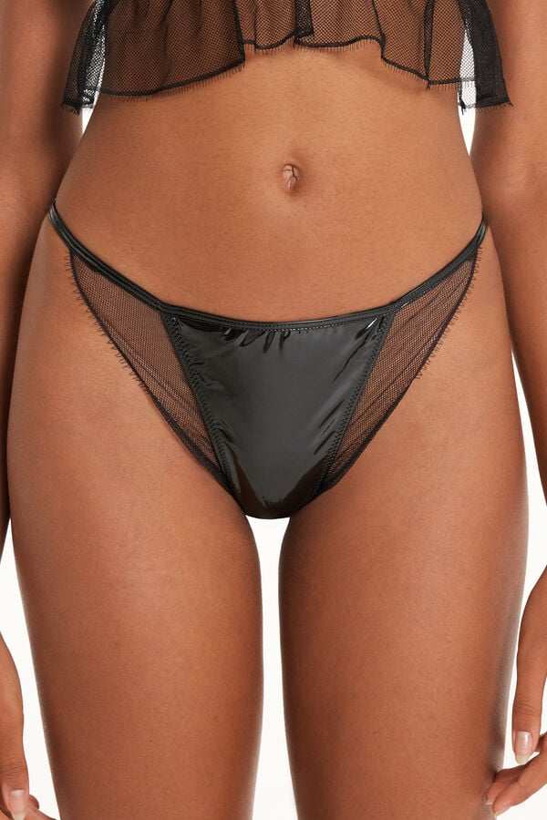Amorous Vynil Knickers with Tanga Panel  