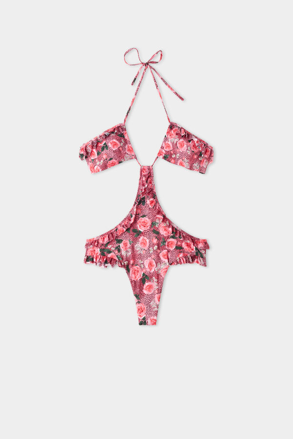 Wild Roses Triangle One-Piece Swimsuit  