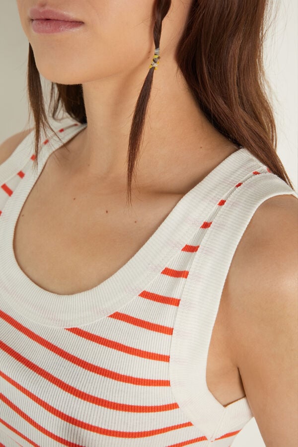 Striped Ribbed Cotton Camisole  