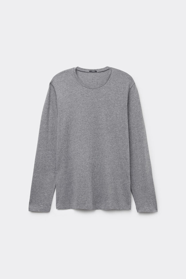 Long Sleeve Rounded Neck Cotton Top  