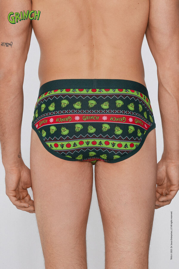 Grinch Print Stretch Cotton Briefs  
