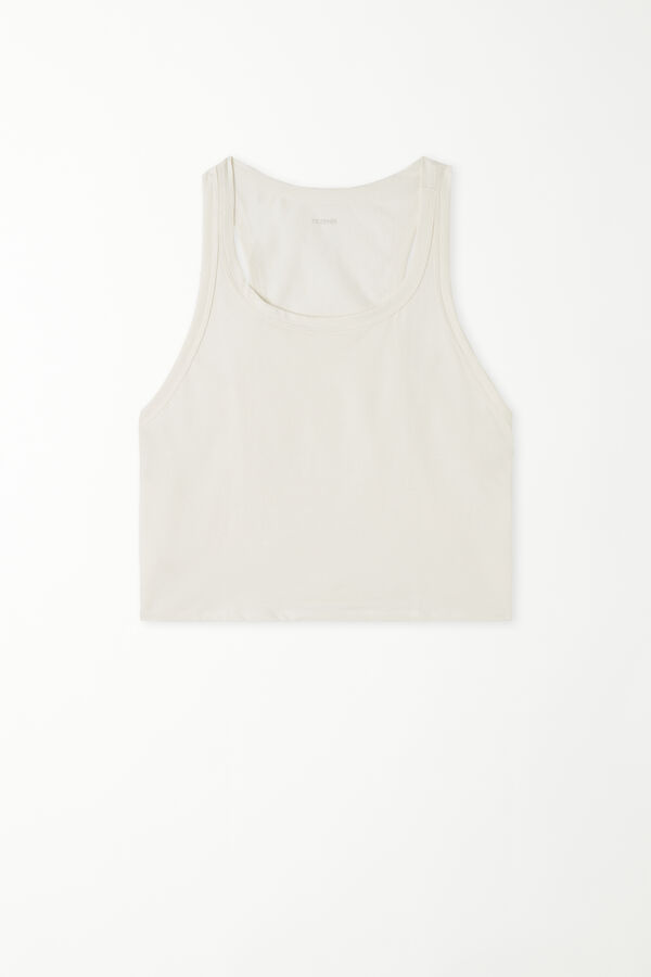 Short Cotton Vest Top with Wide Shoulder Straps  