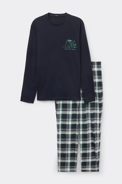Langer Pyjama aus Baumwolle mit Dinosaurierprint