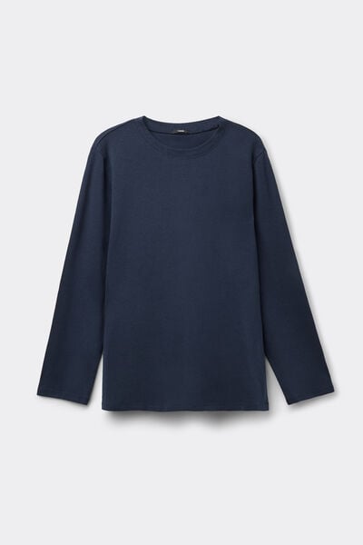 Camisola Manga Comprida Decote Redondo Algod&atilde;o e Modal