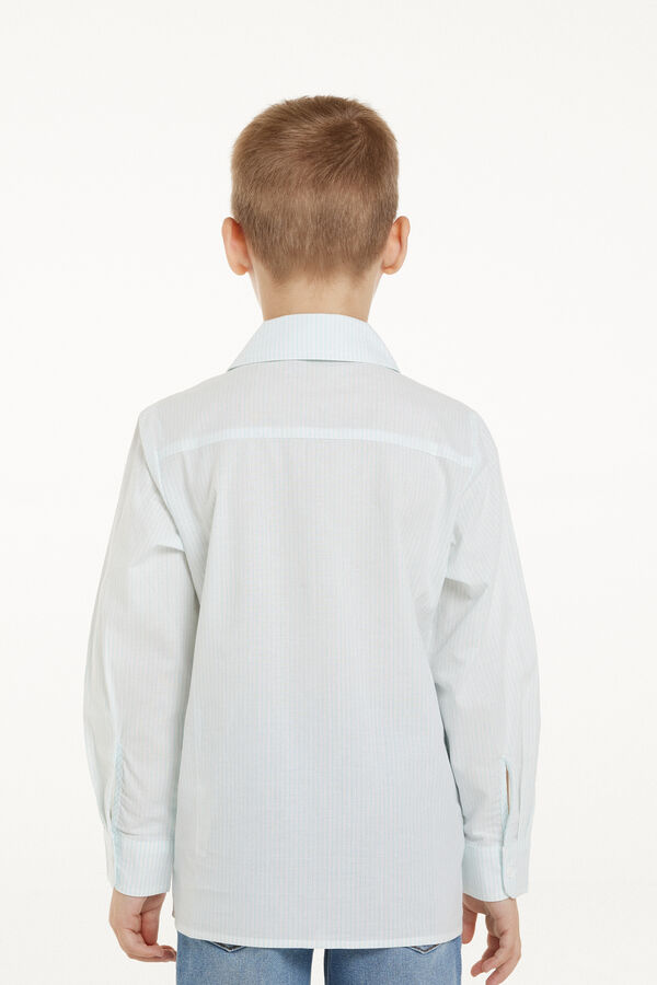 Boys’ Long Sleeve Printed Cotton Canvas Shirt  