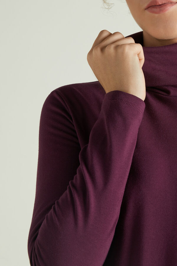 Cotton and Thermal Modal Polo Neck Top  