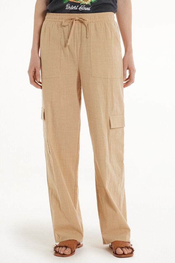 Pantaloni Lunghi in 100% Cotone Super Leggero con Tasche  