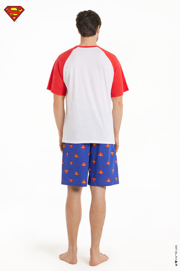 Pijama Corto de Algodón con Estampado Superman  