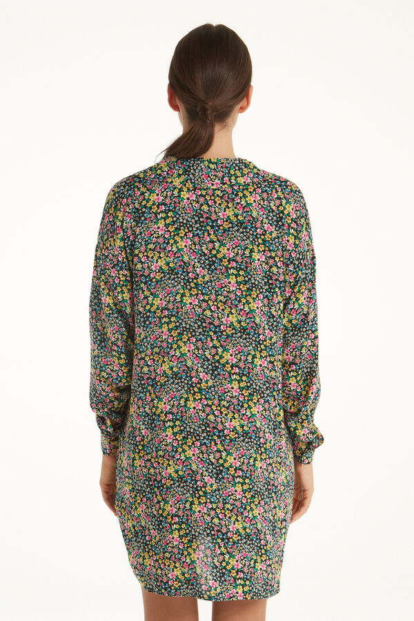 Vestito Camicia Manica Lunga in Tela Viscosa  