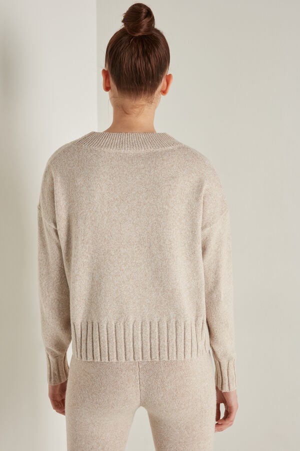 Short Loungewear Sweater in Recycled Fabric  