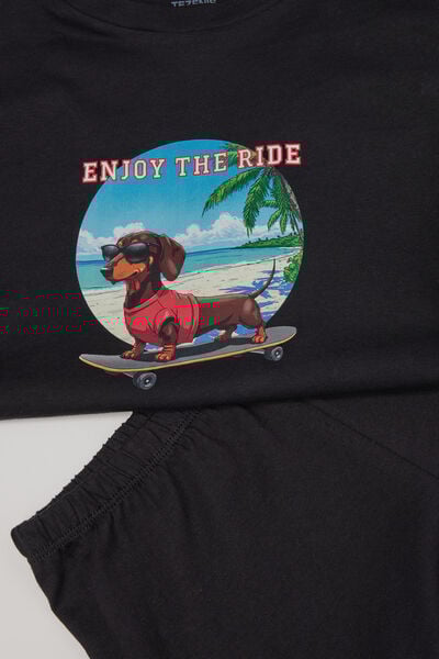 Boys&rsquo; Dachshund Print Short Cotton Pyjamas