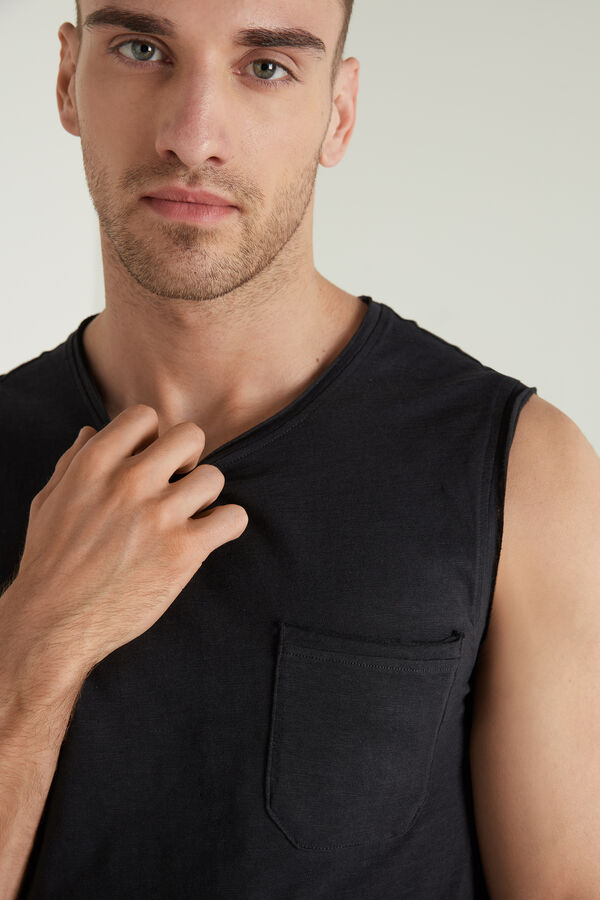 Wide Strap Tank Top with Pocket  