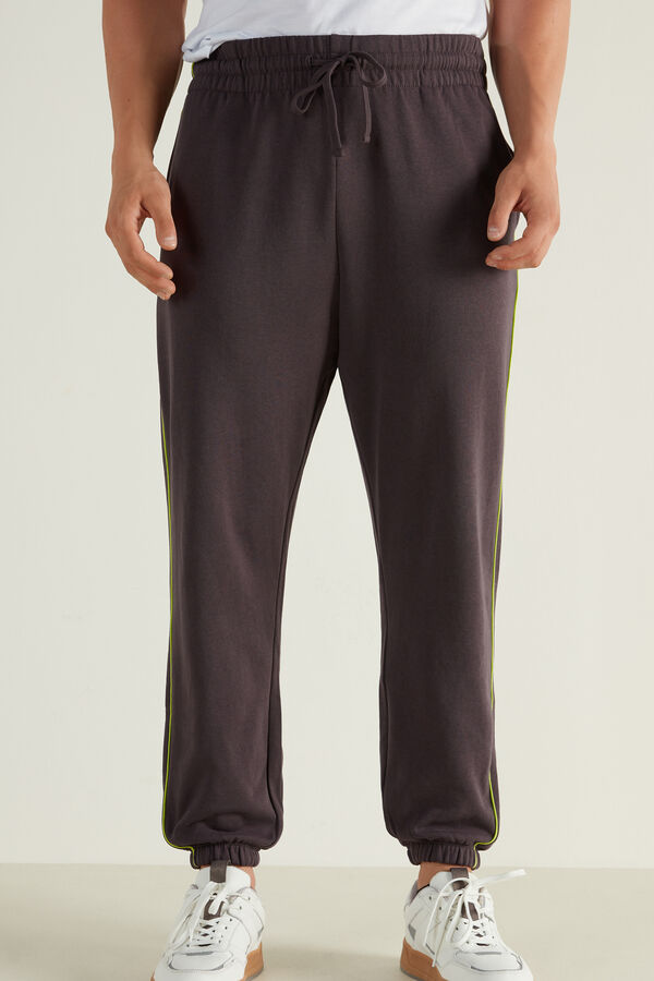 Pantalone in Felpa Piping con Coulisse  