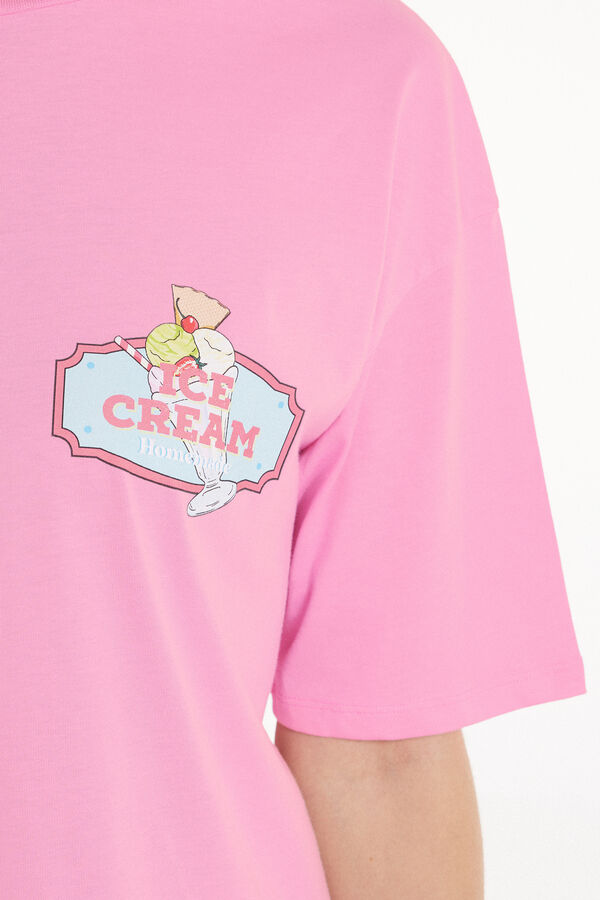 Short Sleeve Short Cotton Ice-Cream Print Pyjamas  