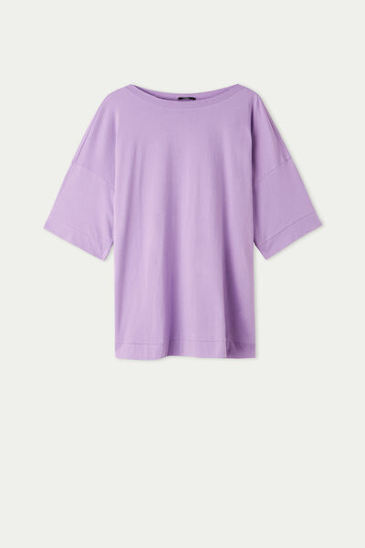 Drop-Shoulder Cotton T-Shirt with Side Slits