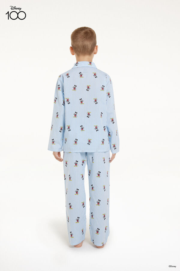 Langer Pyjama für Jungen mit Knopfleiste aus Baumwolltuch mit Disney 100-Print  