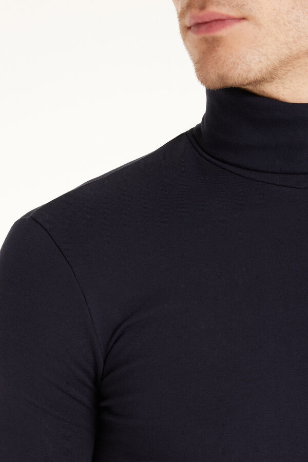 Long-Sleeve High-Neck Thermal Cotton Top  