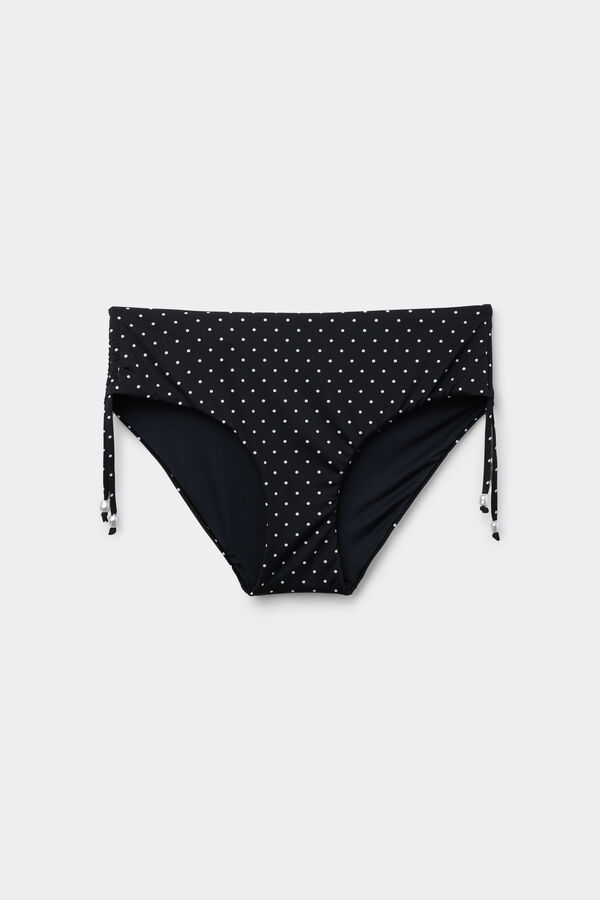 Polka Dot Bead High Bikini Bottoms with Gathering  