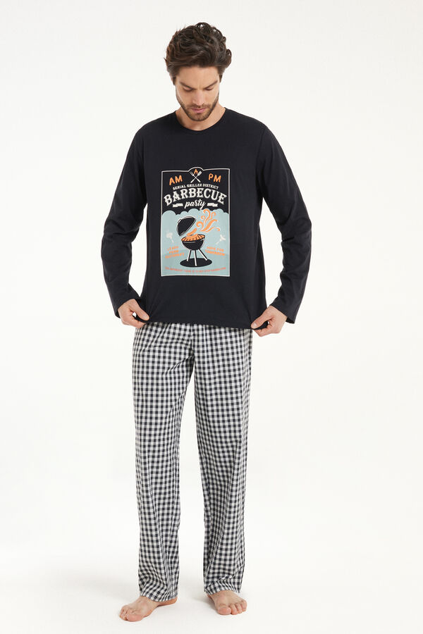Pyjama Long en Coton avec Imprimé Barbecue  