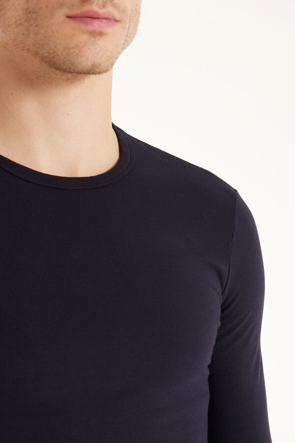 Long-Sleeve Round-Neck Thermal Cotton Top  