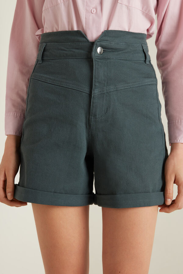 Denim Shorts with V Detail  