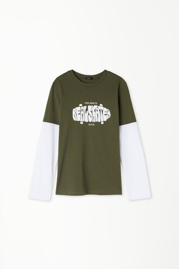 Camiseta de Manga Larga Bicolor para Niño  