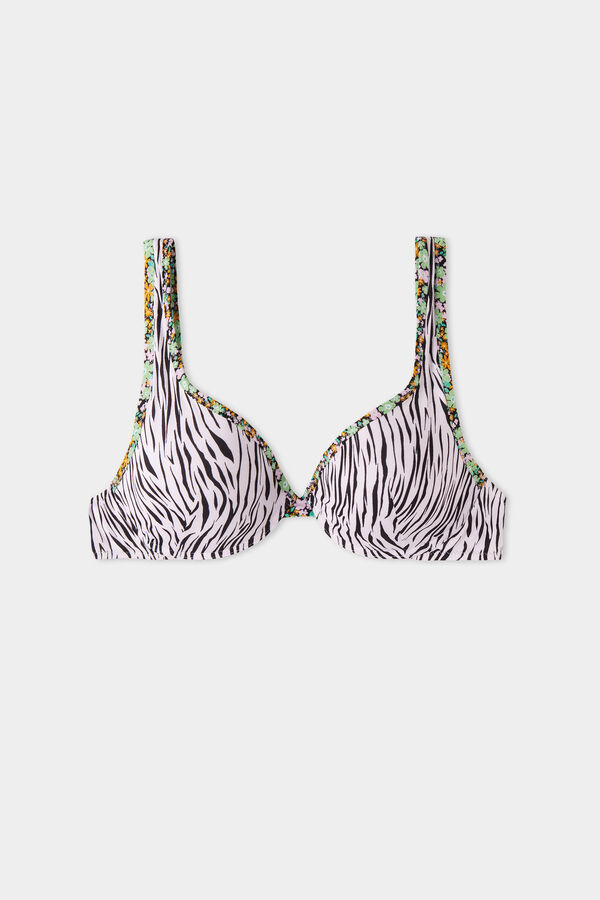 Pretty Flower Zebra Push-Up Bikini Top  