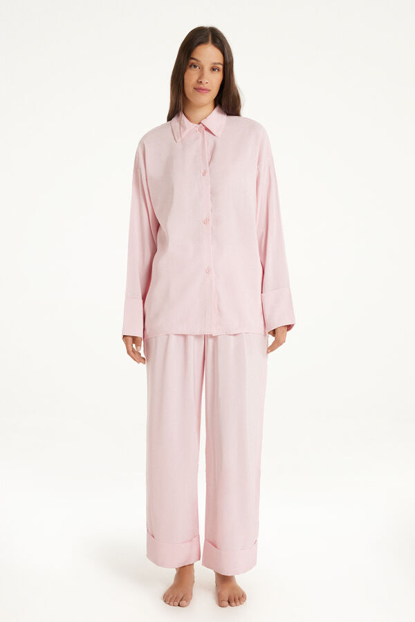 Dlhé Oversize Pyžamo z Jemného Plátna  