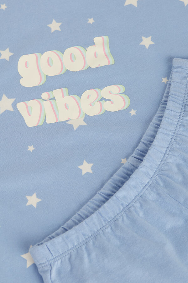 Krátke Viskózové Dievčenské Pyžamo so Stredne Dlhým Rukávom Good Vibes  