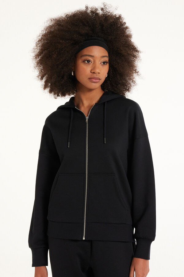 Thick Long-Sleeved Hoodie with Zip  