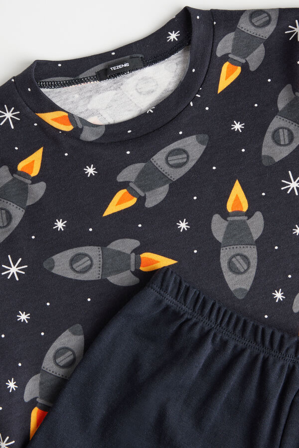 Boys’ Long Pyjamas with Rocket Print  