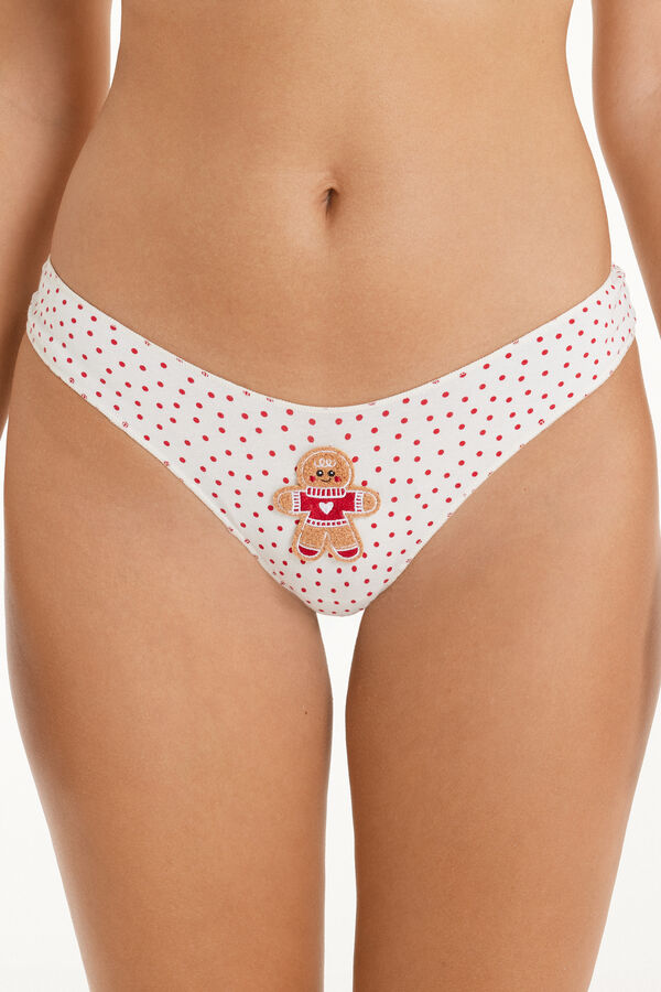 Cotton Brazilian Panties with Gingerbread Patch  