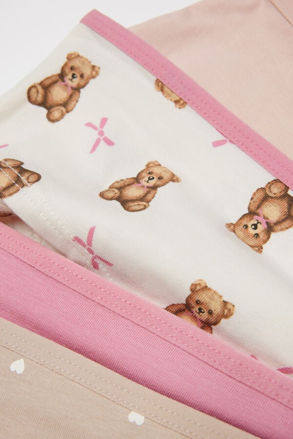 4 Pairs of Girls&rsquo; Printed Cotton Shorts  