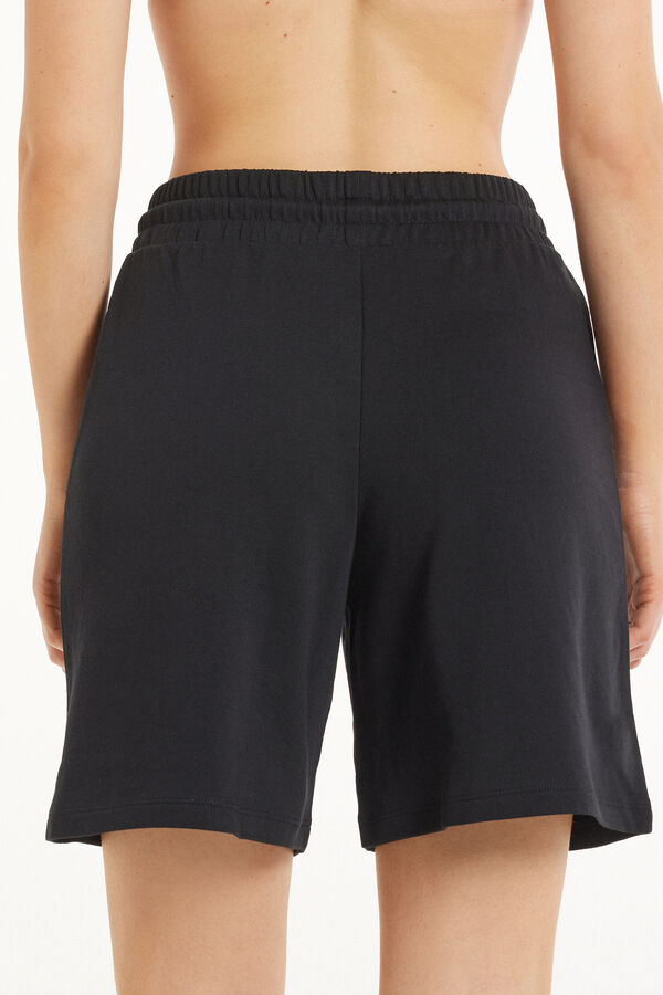 Cotton Fleece Bermuda Shorts with Drawstring  
