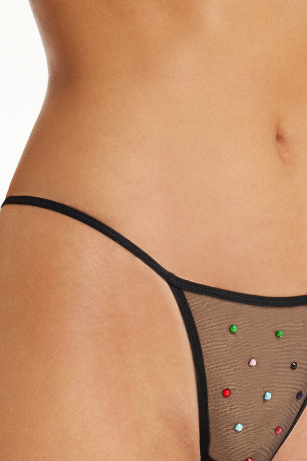 Limited Edition String Thong with Colored Rhinestones  
