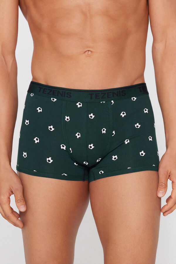 Printed Cotton Boxers with Contrasting Trim and Logo  