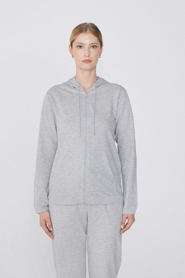 Felpa Leggera Cappuccio con Zip e Coulisse  