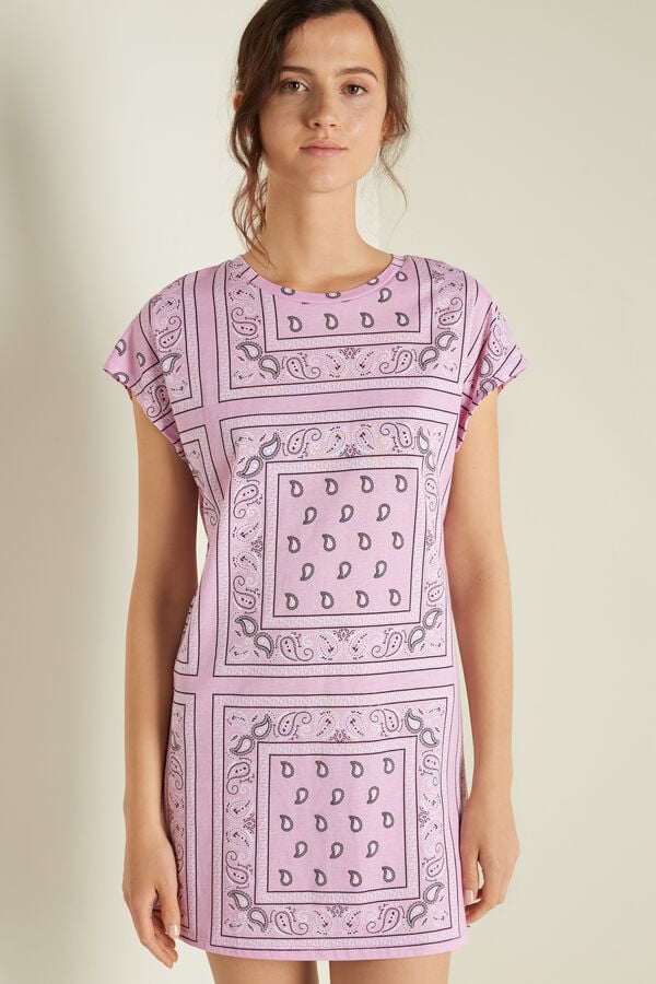 Nachthemd aus Baumwolle mit Bandana-Print  