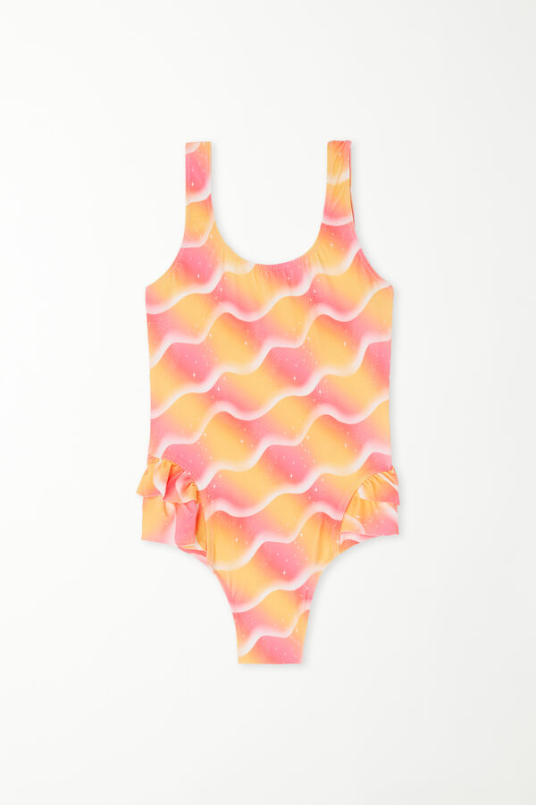 Girls’ Mermaid Print Ruched One-Piece Swimsuit  