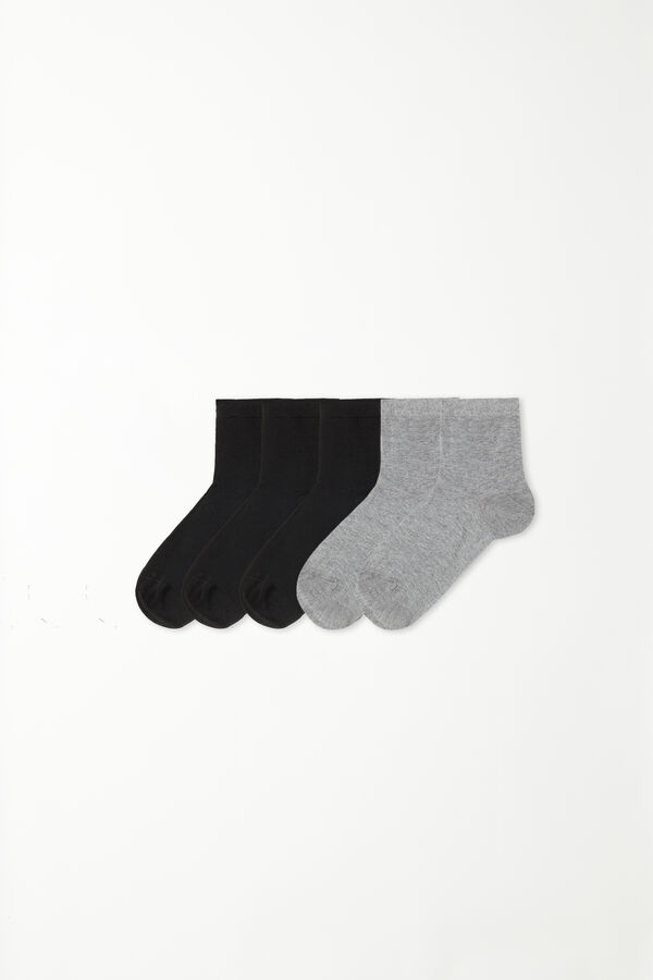 5 Pairs of Cotton Crew Socks - | Tezenis