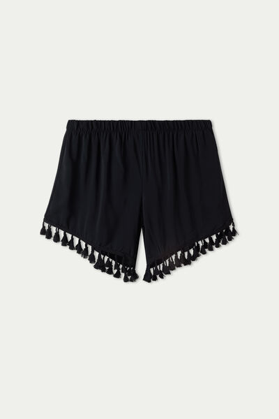 Canvas Shorts with Tassels