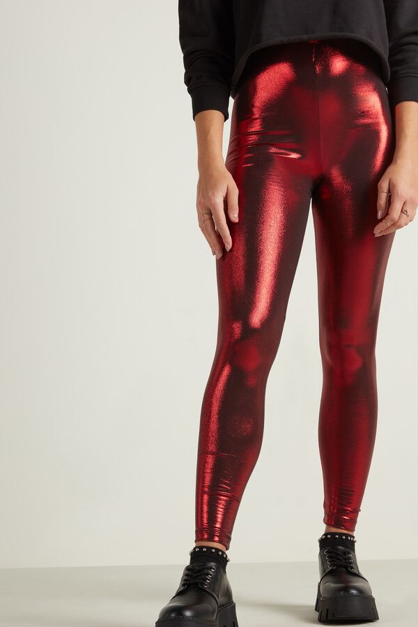 Coated Faux Leather Thermal Leggings  