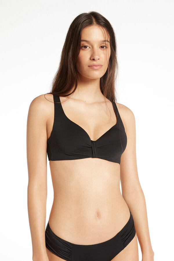 Recycled Microfibre Slightly Padded Balconette Bikini Top with Knot  