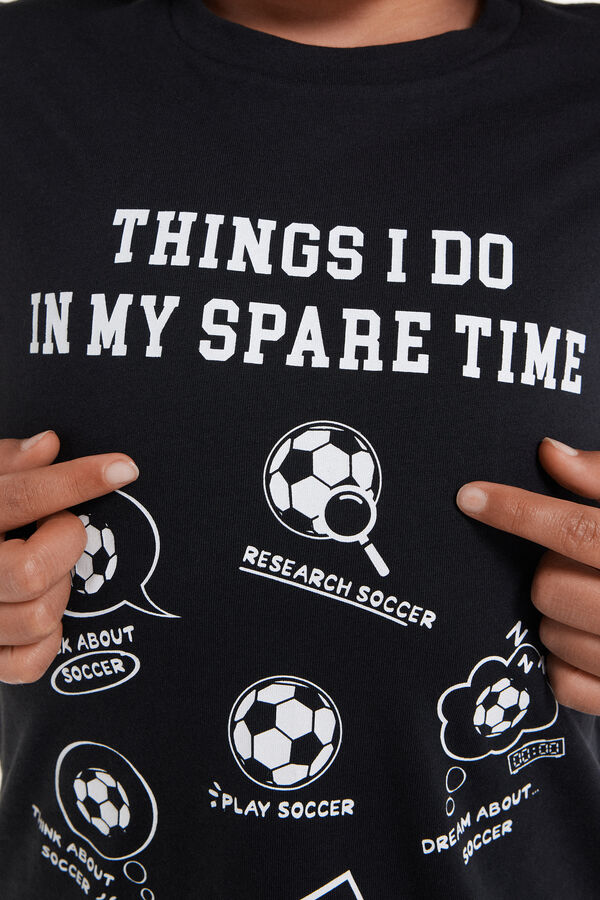 Kurzer Baumwollpyjama mit „Fußball“-Print für Jungen  
