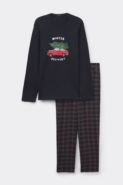 Long Heavy Cotton Pyjamas with Christmas Print