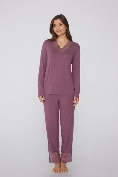 Long Viscose and Lace Pyjamas