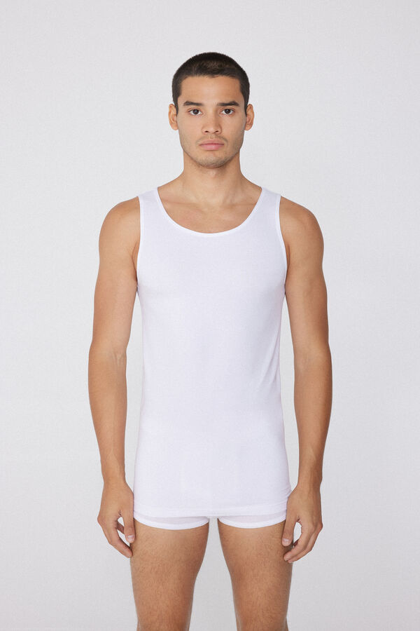 Camiseta de Tirantes Anchos de Algodón Elástico  