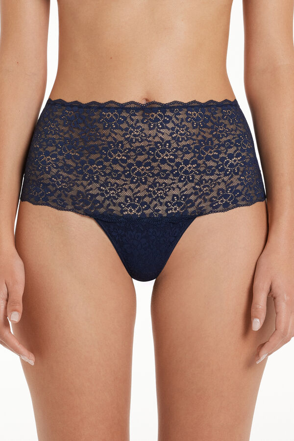 High-Waist French Knickers in Recycled Lace  