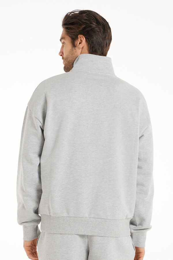Heavy Long-Sleeved Printed Zip-Up Sweatshirt  