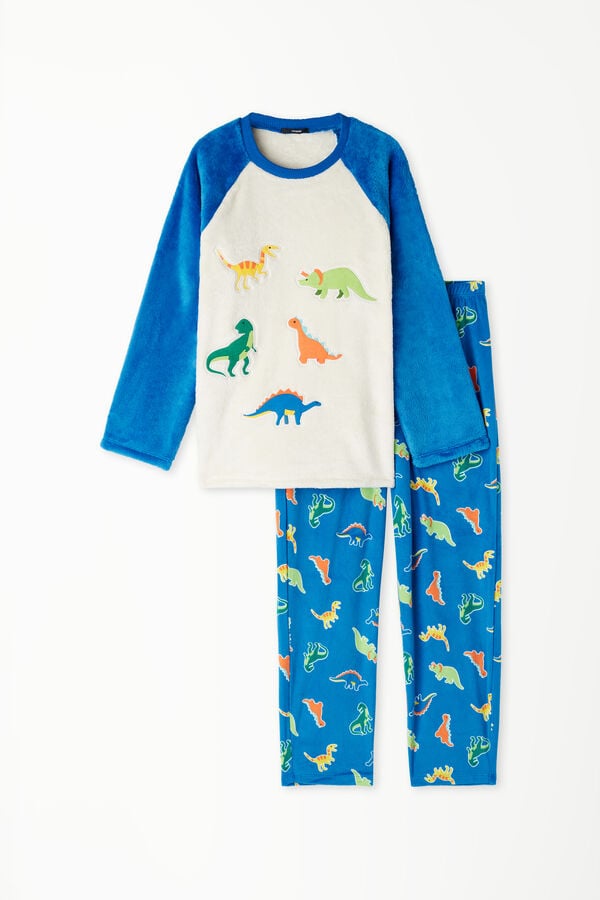 Langer Pyjama aus Fleece mit Dinosaurier-Print  
